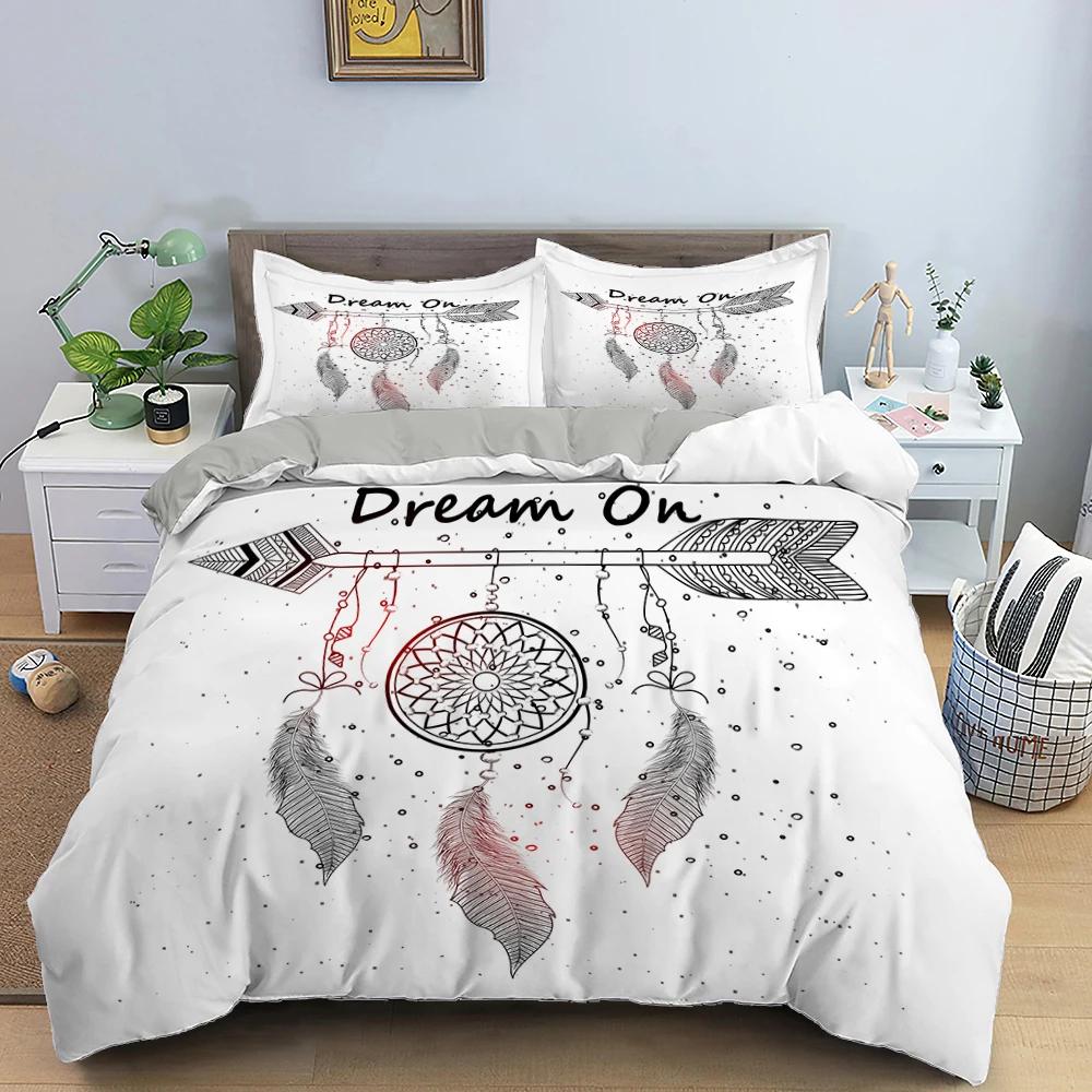 3D Feather King Queen Duvet Cover Blue Bohemian Bird Feather Full Twin Bedding Set Peacock Feather 2/3pcs Polyester Quilt Cover