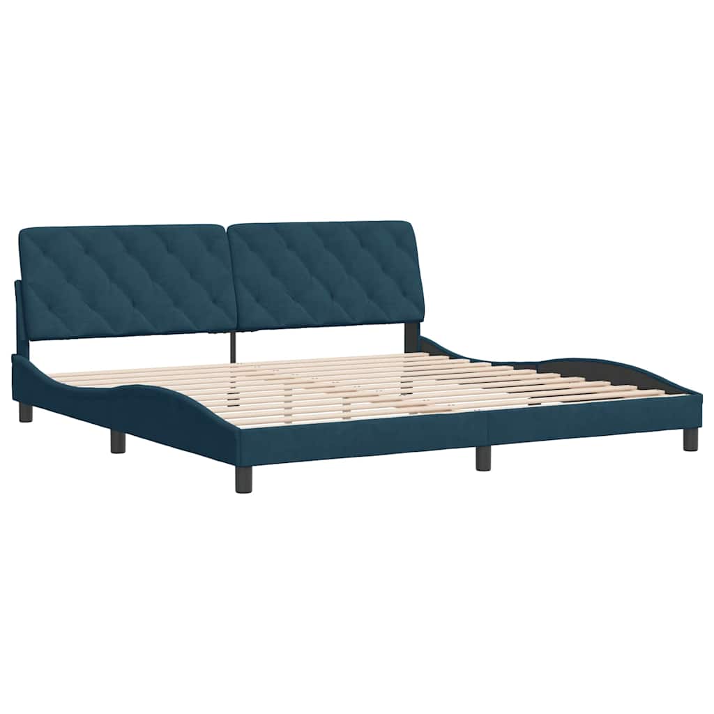 Bed Frame without Mattress Blue 200x200 cm Velvet