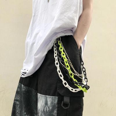 Europäischer & Amerikanischer Hip-Hop Stil Doppellagige Fluoreszierende Acryl Hüftkette mit Anhänger