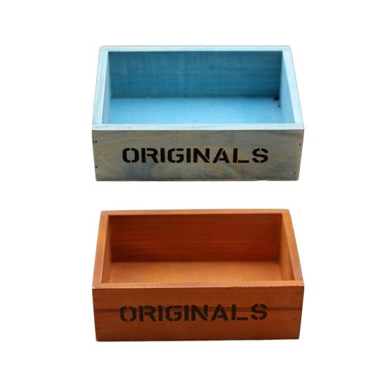 Wooden Succulents Planter Box Desktop Storage Box Retro Rustic Plant Container for Micro Landscape Succulents Small Plants Home Office Decor