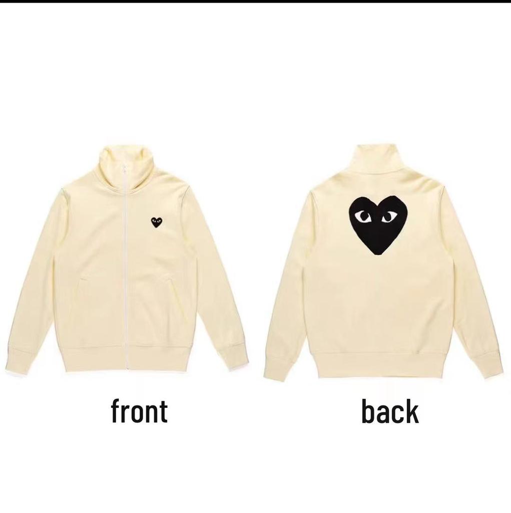 Chuan Jiu 2024 A/W Heart Hoodie: Unisex Stand Collar Zipper Pullover with Drawstring Hood