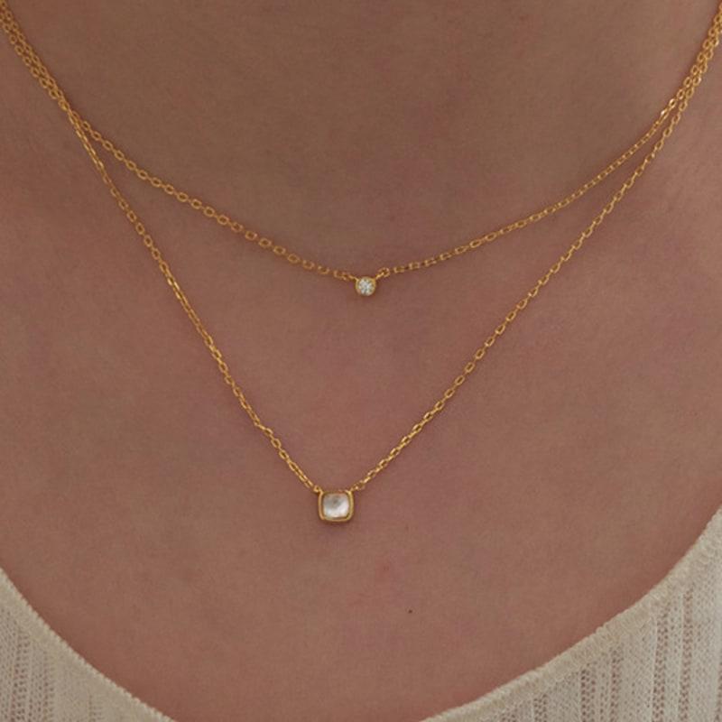 

Primaute Circle&Squares Layered Necklace SILVER(PRN279-WH)