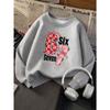Kids Unisex Sweatshirt, Heart Plaid Bow Number 67 Six Seven Print Long Sleeve Pullover, Cute Birthday Sweatshirt For Boys Girls Kids Over 4 Years Old