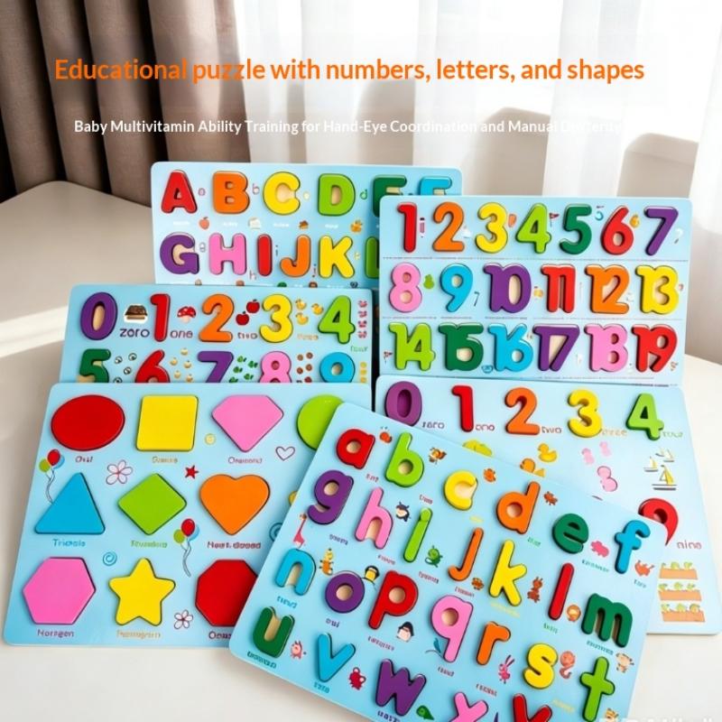 Wooden Puzzles For Toddlers Alphabet & Number Matching Games Montessori Learning Toys For Early Educational