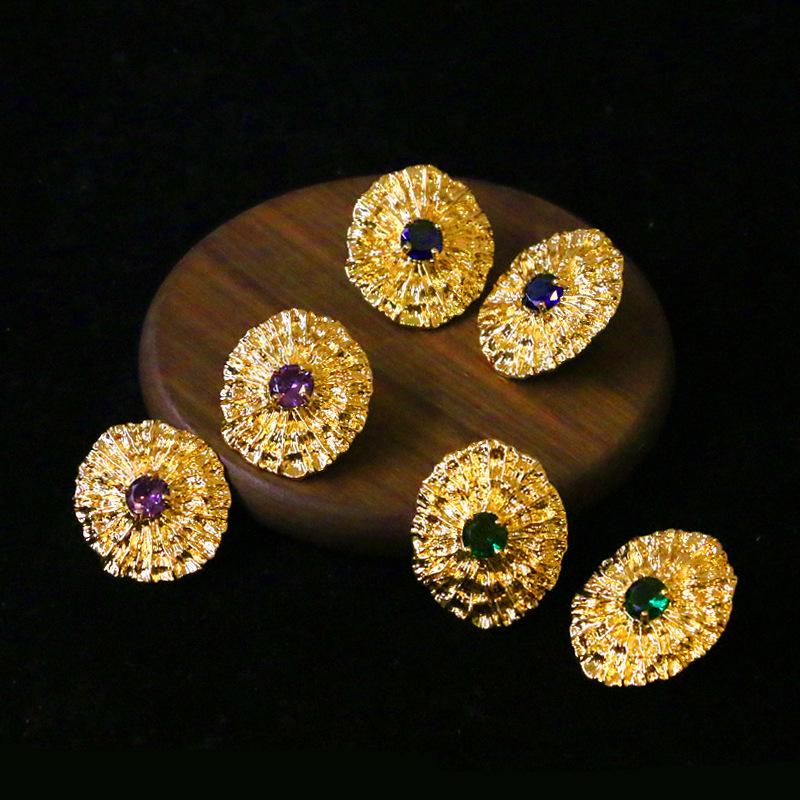 Elegant French Vintage Zircon-Inlaid Earrings