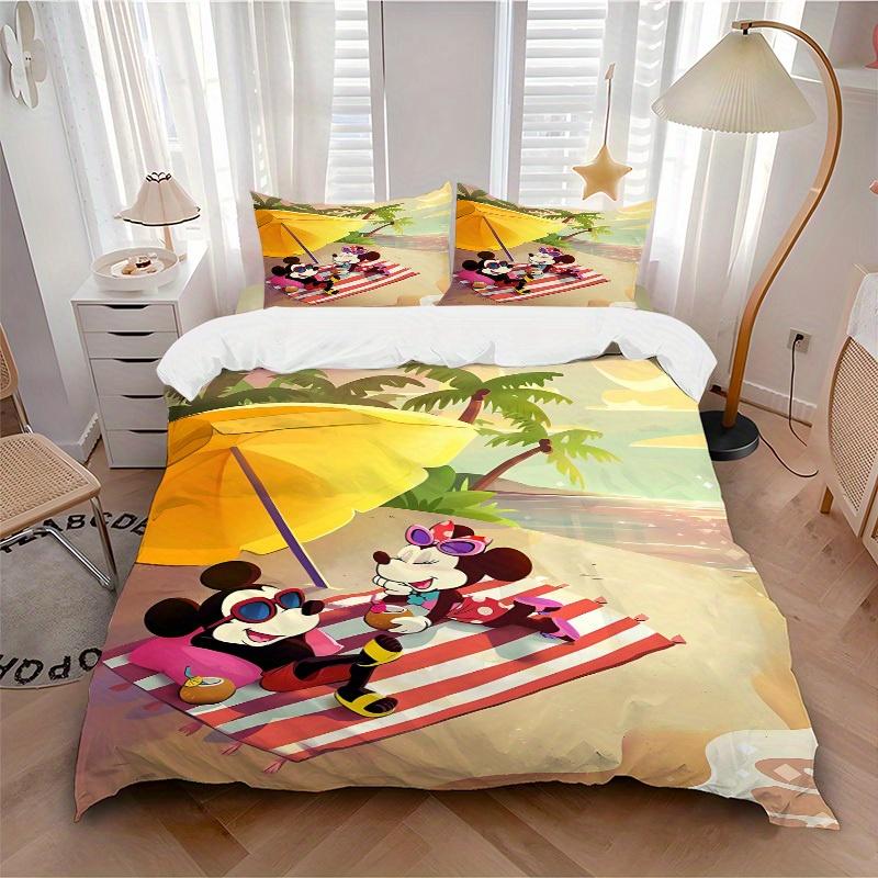 

3pcs set Mickey Beach Vacation1pc of quilt cover+2pcs of pillowcase, no core, print bedding, All Seasons Bedroom Setting103 135x200cm