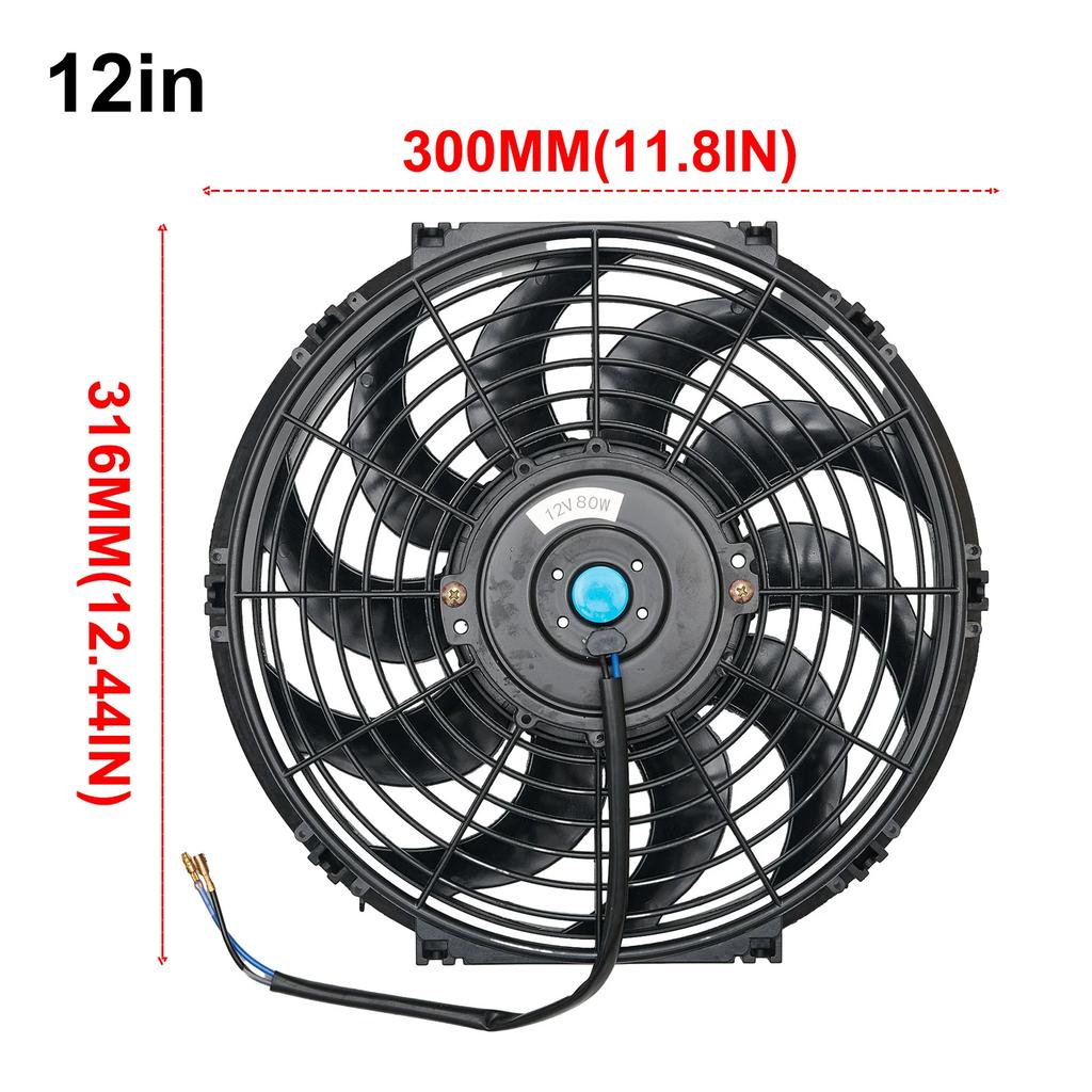 Electric Radiator Cooling Fan 12V 80W Push/Pull Electric Radiator Intercooler Slim Fan Engine Cooling Kit Home Improvement