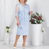 Damenbekleidung, Übergröße, Party, transparent, halbe Ärmel, mehrlagiges Midikleid mit floraler Spitze
