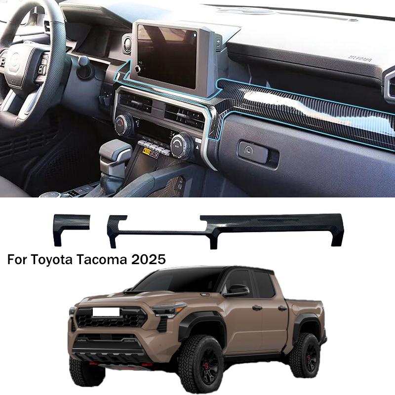 Instrument Panel Decorative Trim Carbon Look For Toyota Tacoma 2025+ ABS Material Center Console Cover Interior Car Accessories