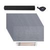 Beginner Calligraphy Set with 12 Water Writing Cloth Paper 3 Wood Handle Brush and Inks Dish for Writing Painting