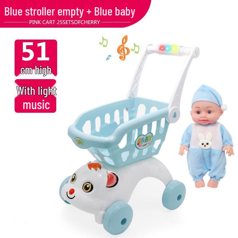 Large Kids' Grocery Cart with Fruit & Vegetable Play Set for Playhouse