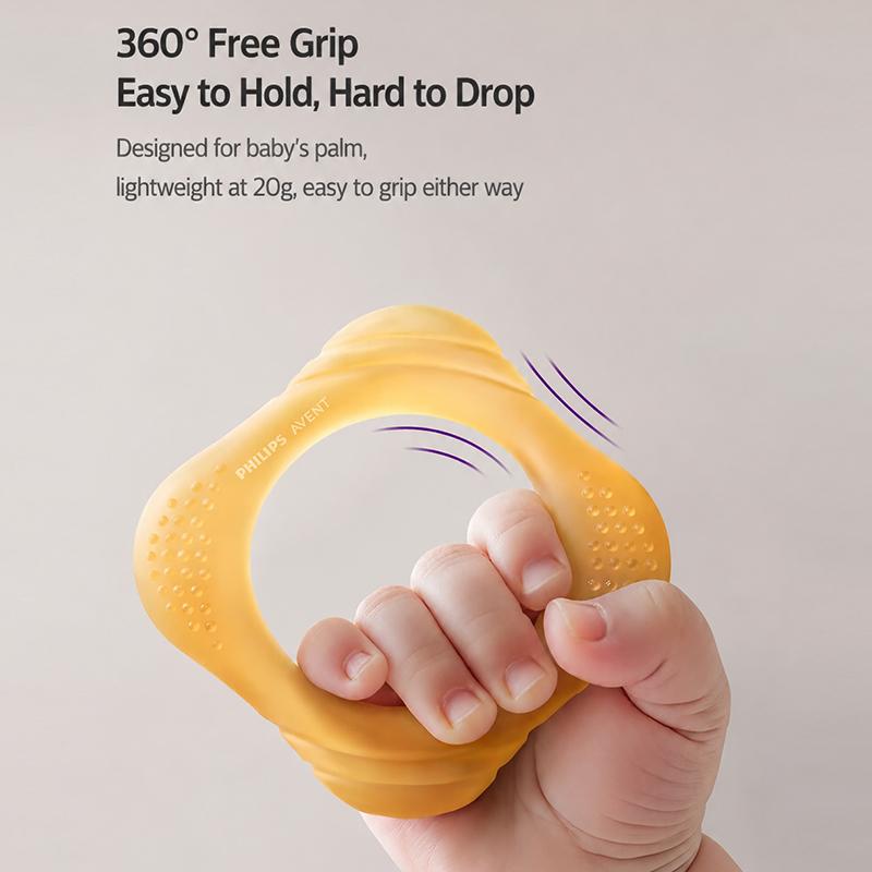Philips Avent Babyring Silikon-Beißring (Zwei Farben: Bernsteigelb / Hellblau)