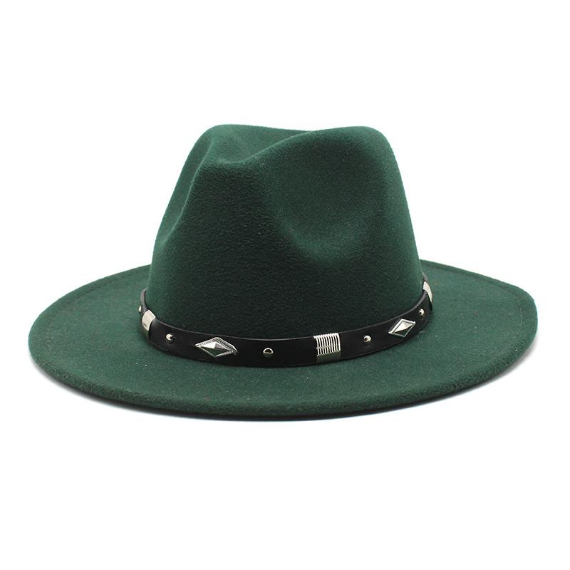 Rivet Accessories Top Hat Men'S And Women'S Wool Hat British Retro Outdoor Big Edge Flat-Brimmed Jazz Hat