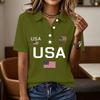 Damen Casual Kurzarm Knopf-Polohemd USA-Aufdruck 250. Jubiläum Grafik Leichtes Sommeroberteil