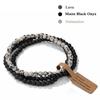 3Pcs/set Natural Green Stone Bracelet 4mm Moss Agates Black Onyx Cat Eye Beads Elastic Bracelets For Women Men Simple Jewelry