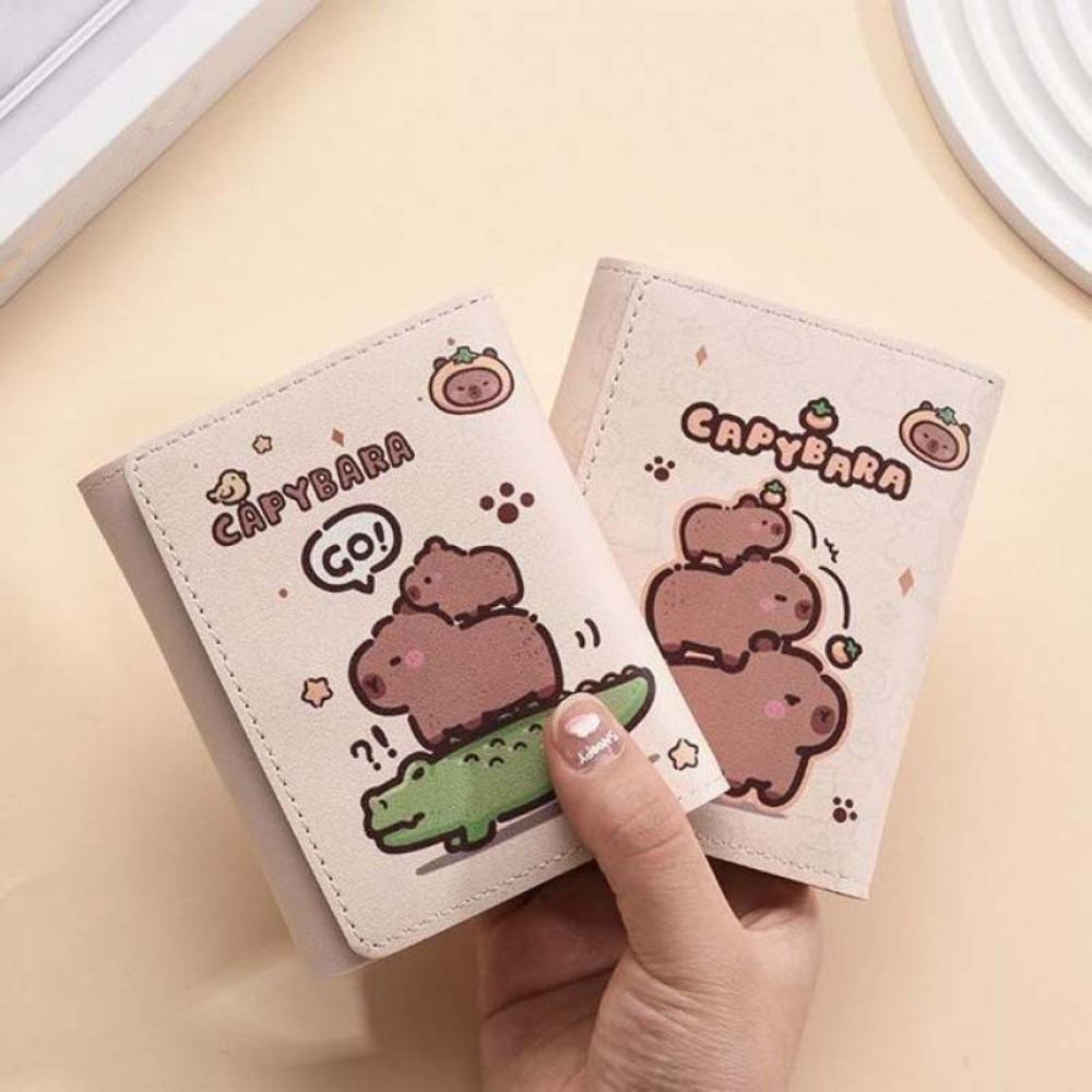 

Waterproof PU Three-fold Purse Cute Cartoon Coin Pouch Portable Capybara Wallet Boys Style 2