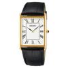 Men's Square Quartz Watch SWR052, White Dial, Black Leather Band [Imported] from Japan