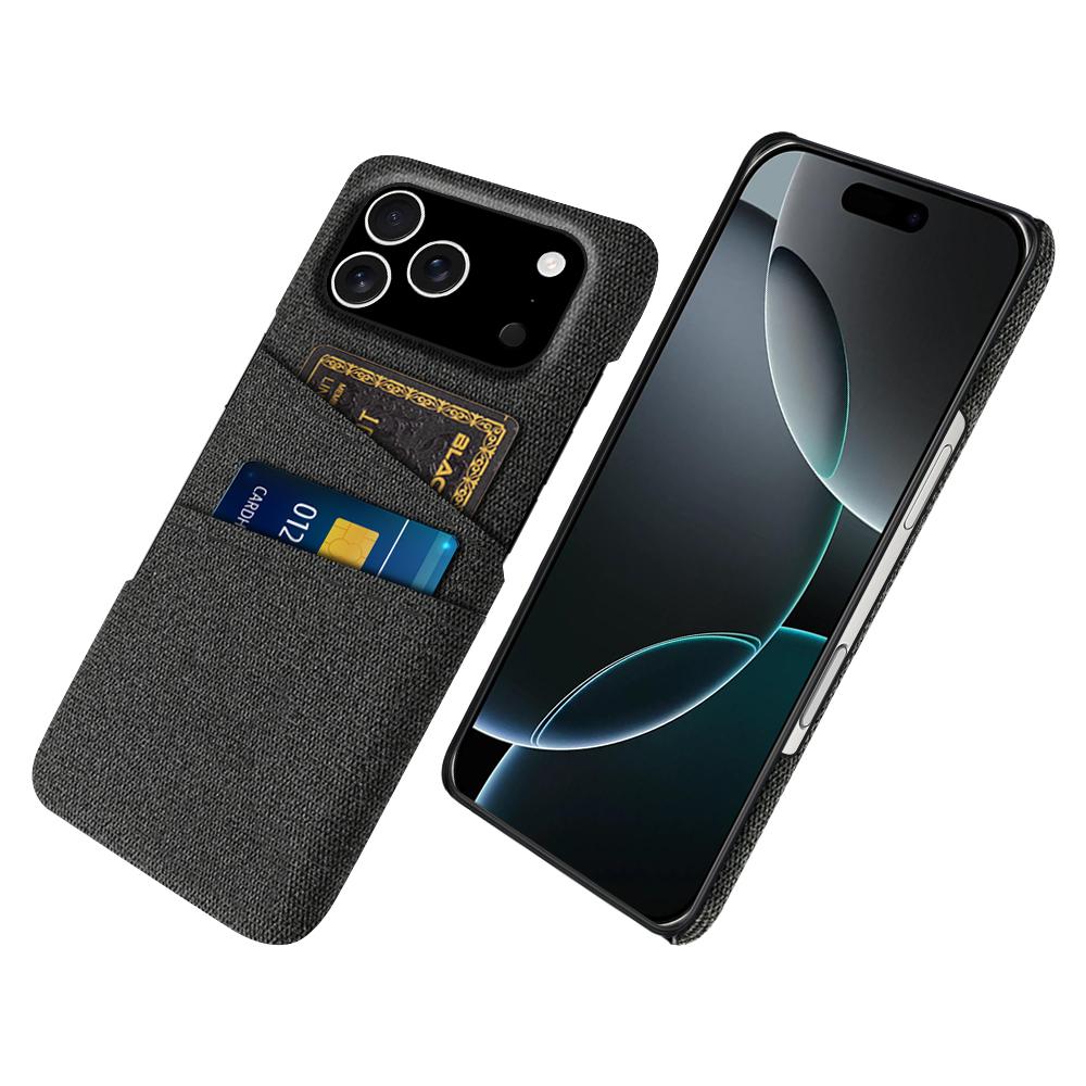 

Для iPhone 17 Pro Чехол Ткань+Твердый ПК Чехол для телефона с двумя слотами для карт Black