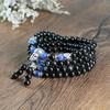 COAI 108-Bead Bracelet/Necklace with Obsidian and Kyanite, a Power Stone Prayer Beads for Wish-Fulfillment, Suitable for Men and Women, No Wrist Size