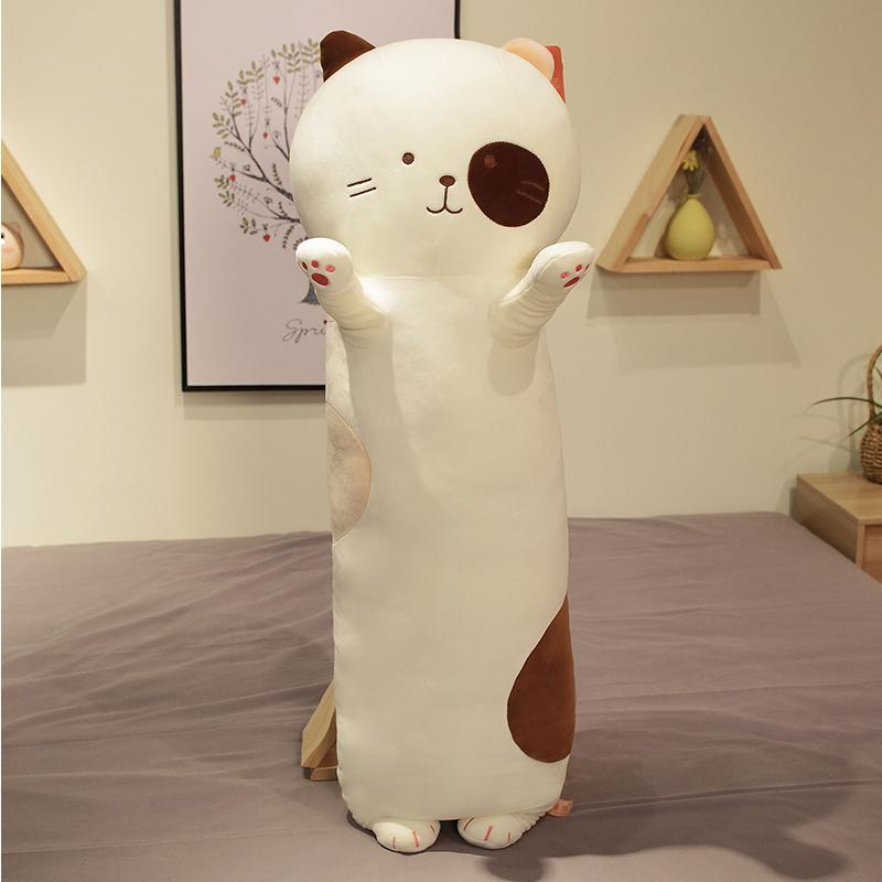 Cute Animal Cat Long Pillow Anime Soft Kitty Plush Toys Office Lunch Break Nap Sleeping Pillow Cushion Stuffed Doll For Kids
