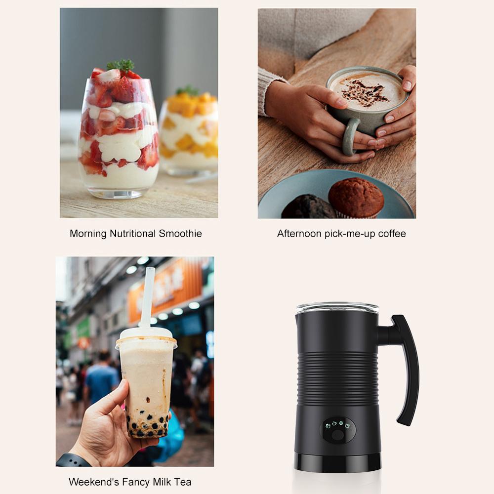 Milk Frother 4 In 1 Hot/Cold Foam Maker 400W Stainless Steel Non-Stick Interior 11.84oz/350ml