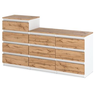 Chest of Drawers 10 Cabinet 64 Matt White / Wotan Oak
