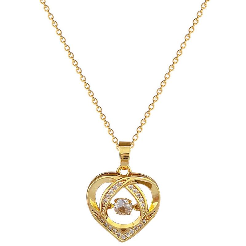 Smart Love Zircon Light Luxury Temperament Gorgeous Full Diamond Necklace Female Versatile Collarbone Chain Titanium Steel Chain