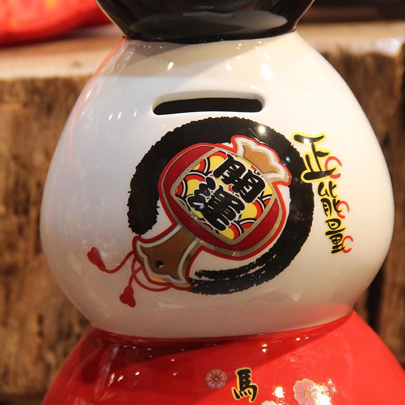 11 Inch Ceramic Daruma Tower Japanese Porcelain Maneki Neko Collectible Figurine Dharma Good Luck Zen Statue Money Box