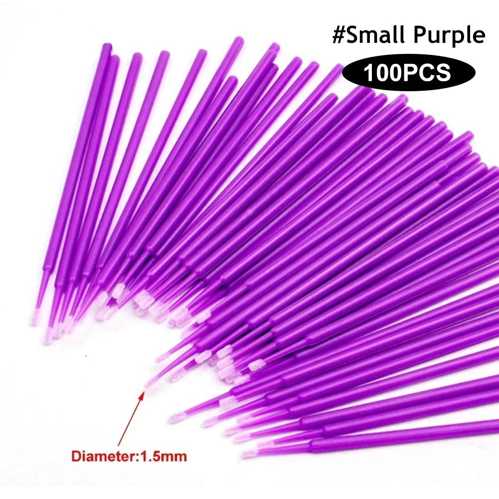 100 buc Perie de curățare a genelor Extensie de gene Micro tampon de bumbac Micro perie pentru gene individuale Instrumente de îndepărtare a machiajului de frumusețe