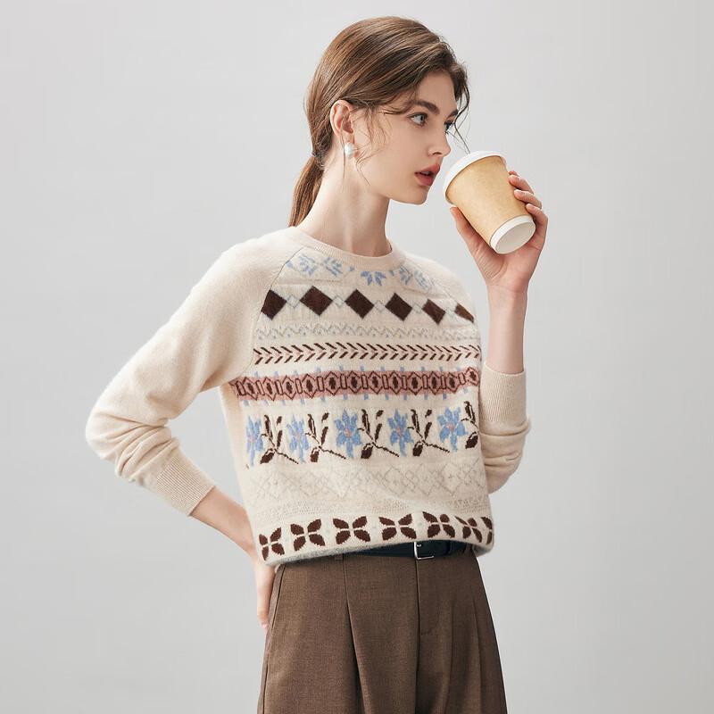 Komonboka 2025 Autumn/Winter Women's Crew Neck Cashmere Sweater