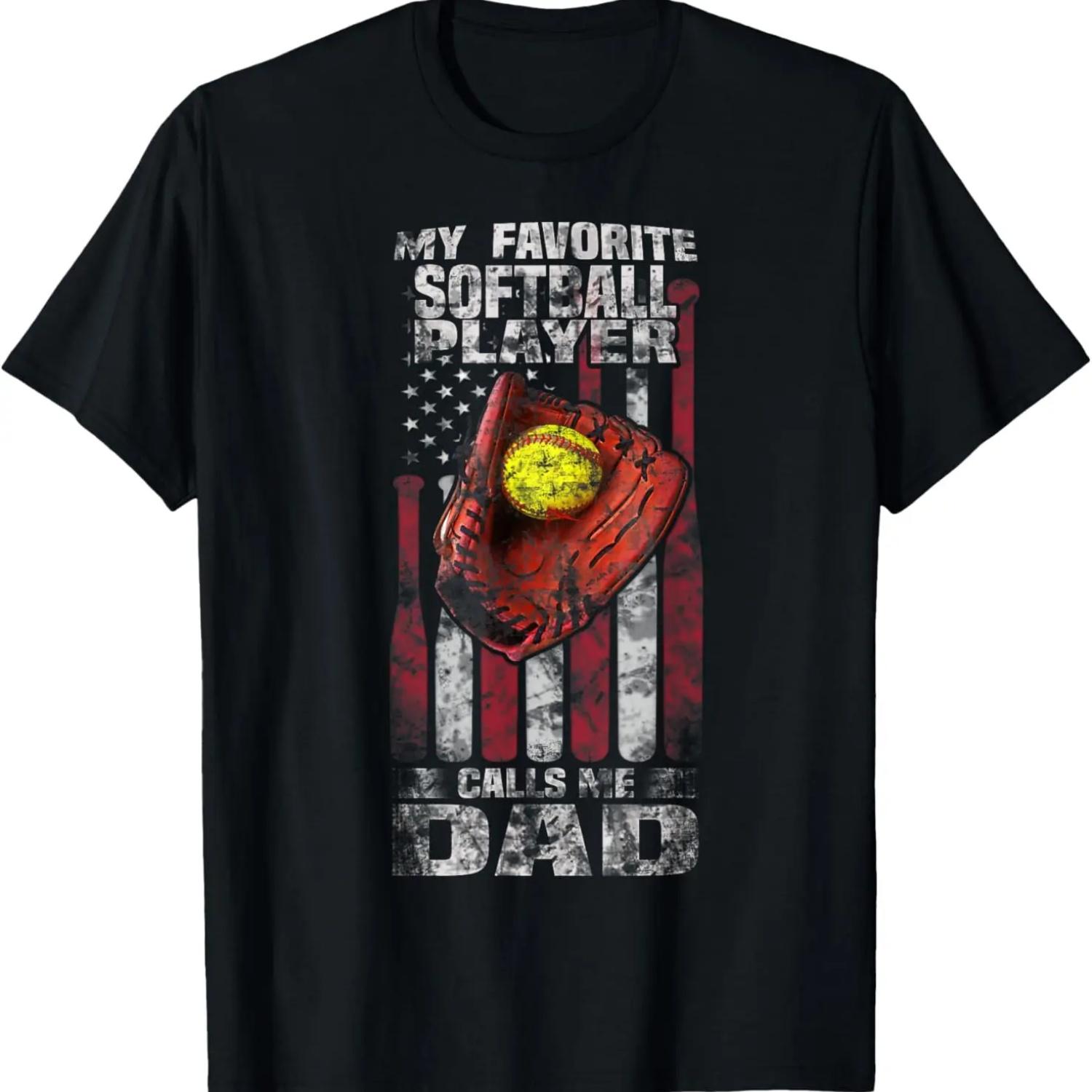 Softball Dad Gifts My Favorite Softball Player Calls Me Dad T-Shirt XXXXXL чёрный