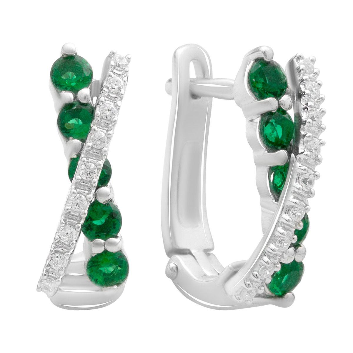 

Silver earrings with nano emerald 1.152ct (2192169) смарагдовий