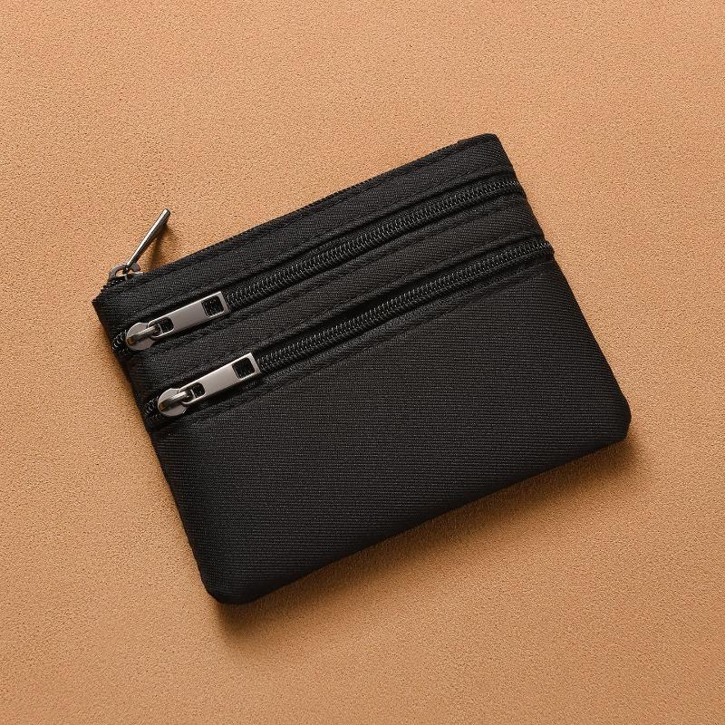 Wickeltasche Herren Damen Schlüsseltasche Dreischichtiger Reißverschluss Stoff-Aufbewahrungstasche Einfache Studenten Mini Canvas Geldbörse