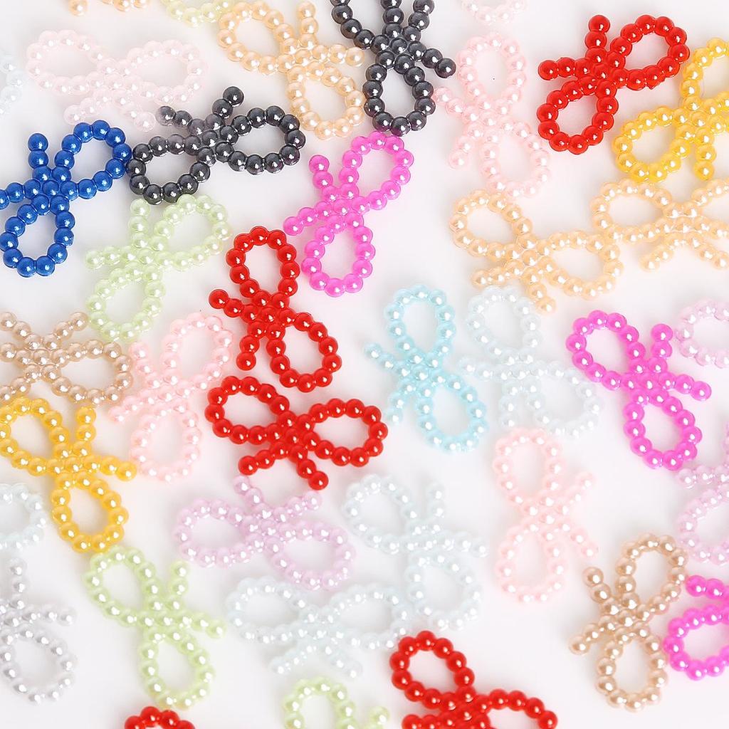 Colorful Star Flower Bow ABS Pearl Beaded DIY Nail Art & Phone Case Accessories