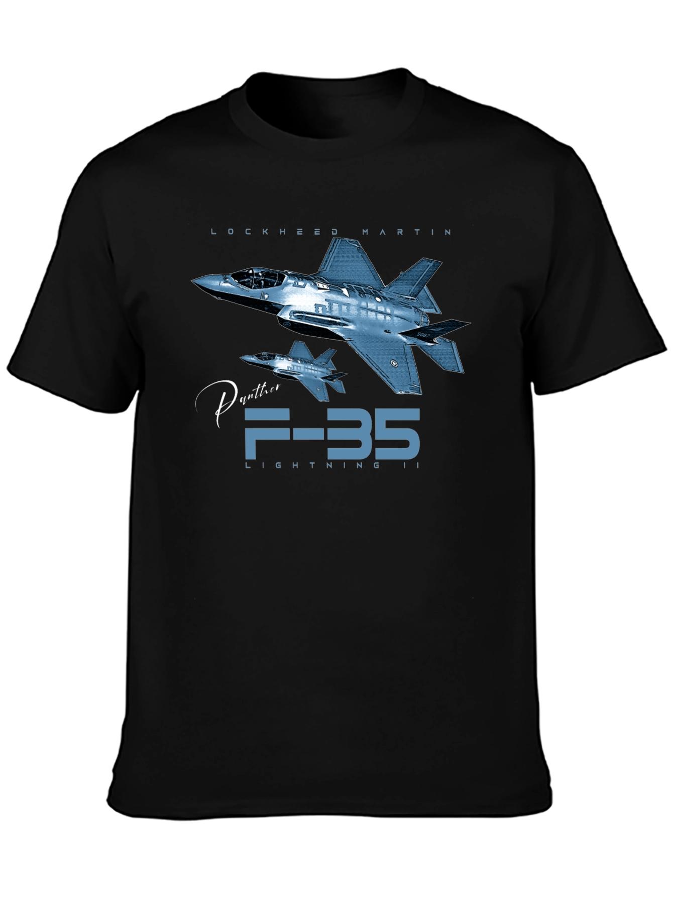 

F35 Lightning II Stealth Fighter Jet TShirt 100 Cotton ONeck Short Sleeve Summer Casual Mens Tshirt Streetwear 4XL
