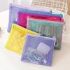 Double Zipper Mesh Storage Bag  Ultra Wear-proof Visible Double Layer Makeup Pouch Portable Travel Toiletry Bag with Handle