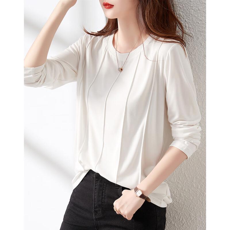 Demana Women s Vertical Pleated Long Sleeve T-Shirt M