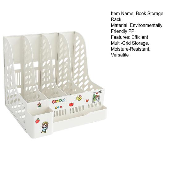 Cute Desktop File Organizer for Students Foldable Book Holder Bookend Shelf for Documents Stationery Pen Holder School Supplies