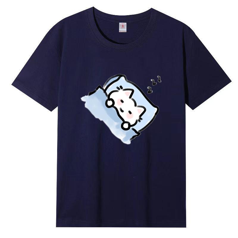 Dámské léto Populární tričko s krátkým rukávem Bavlna Prodyšné Volný top Potištěné tričko Ležérní