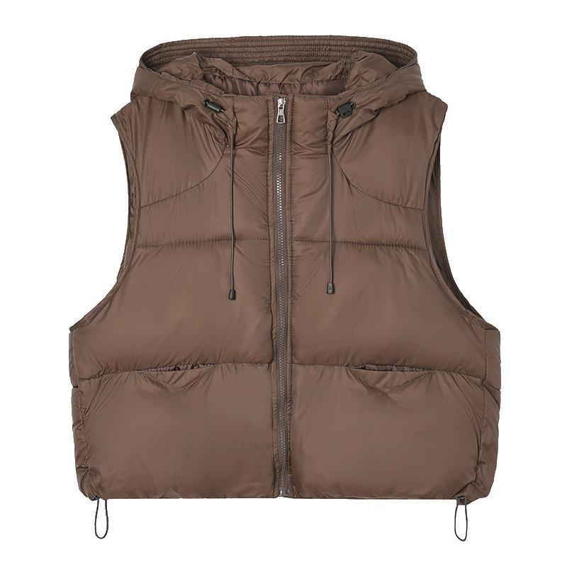 Autumn and winter new puff ultra-light cotton-padded vest women's fashion hooded loose vest fashionable vest