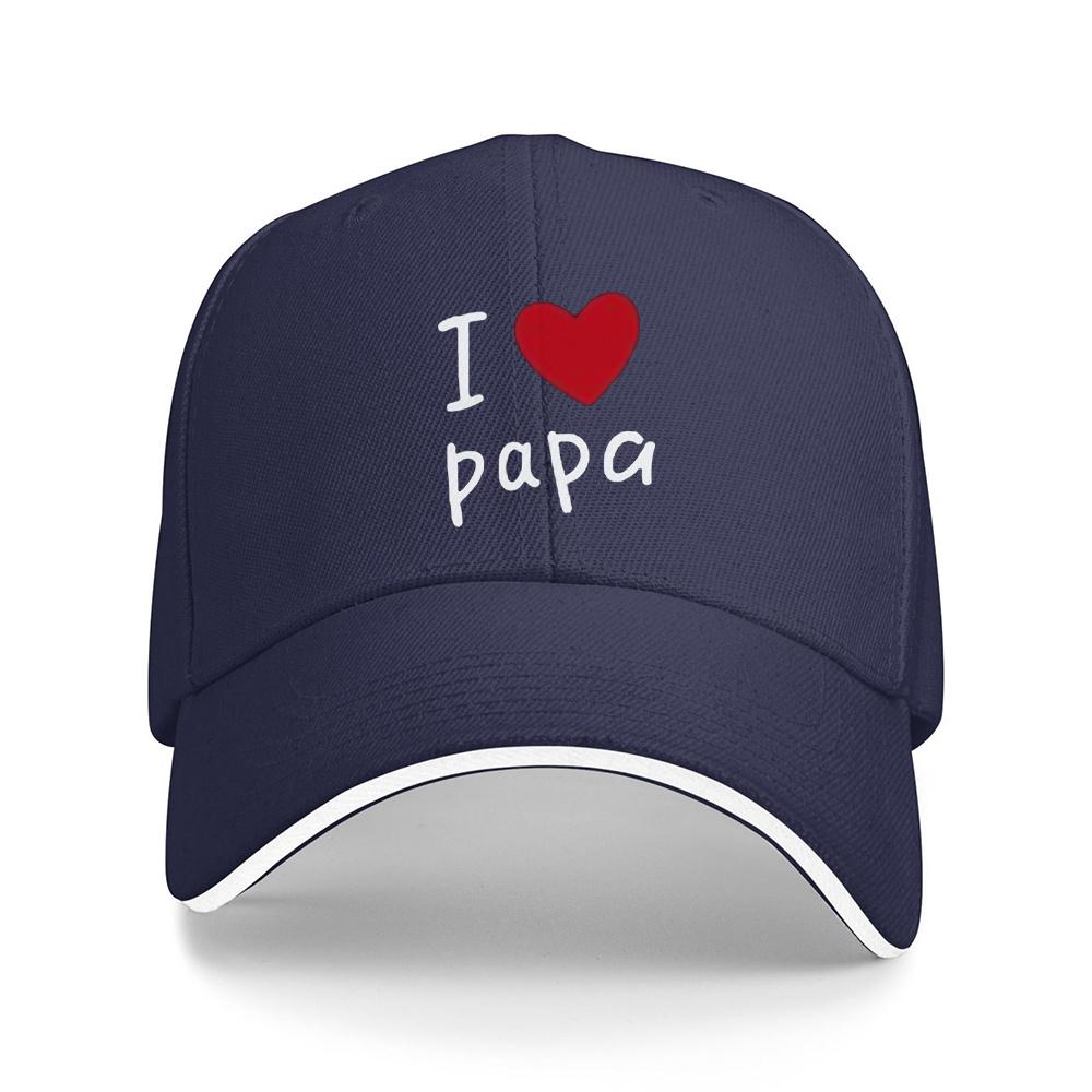 I Love Papa Graphic Print Baseball Cap Adjustable Polyester Casual Hip Hop Adult Hat
