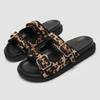 Fashion 2025 Summer New Round Toe Thick Sole Casual Beach Slippers Fashion Leopard Print Buckle Women Slippers Sandals Flats