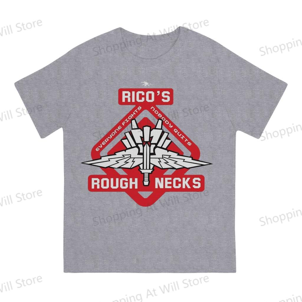 Starship Troopers Tops Cotton Leisure Sports Ricos Roughnecks Red Logo Unisexs and Womens Tshirts Tshirt Top