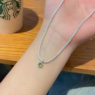 Emerald Sparkling Necklace Clavicle Chain - High-End Design for Women