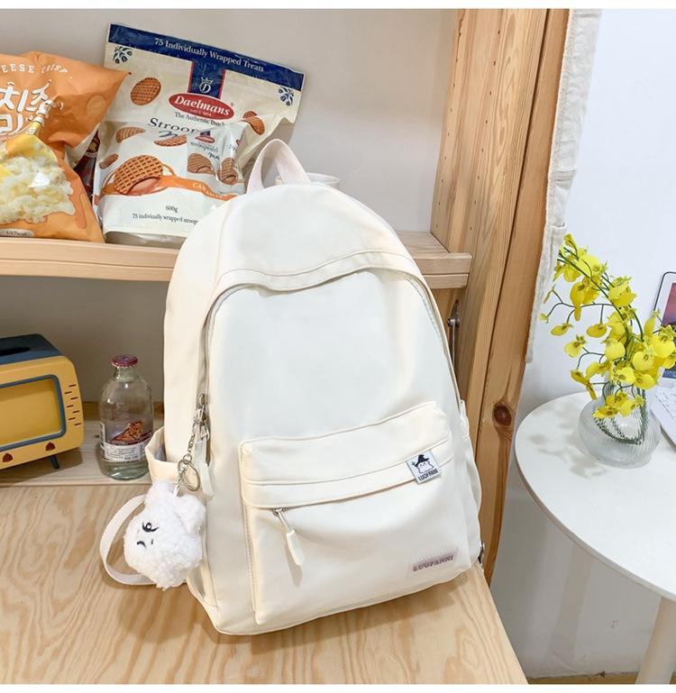 Schoolbag Female Students High School Students Solid Color Backpack