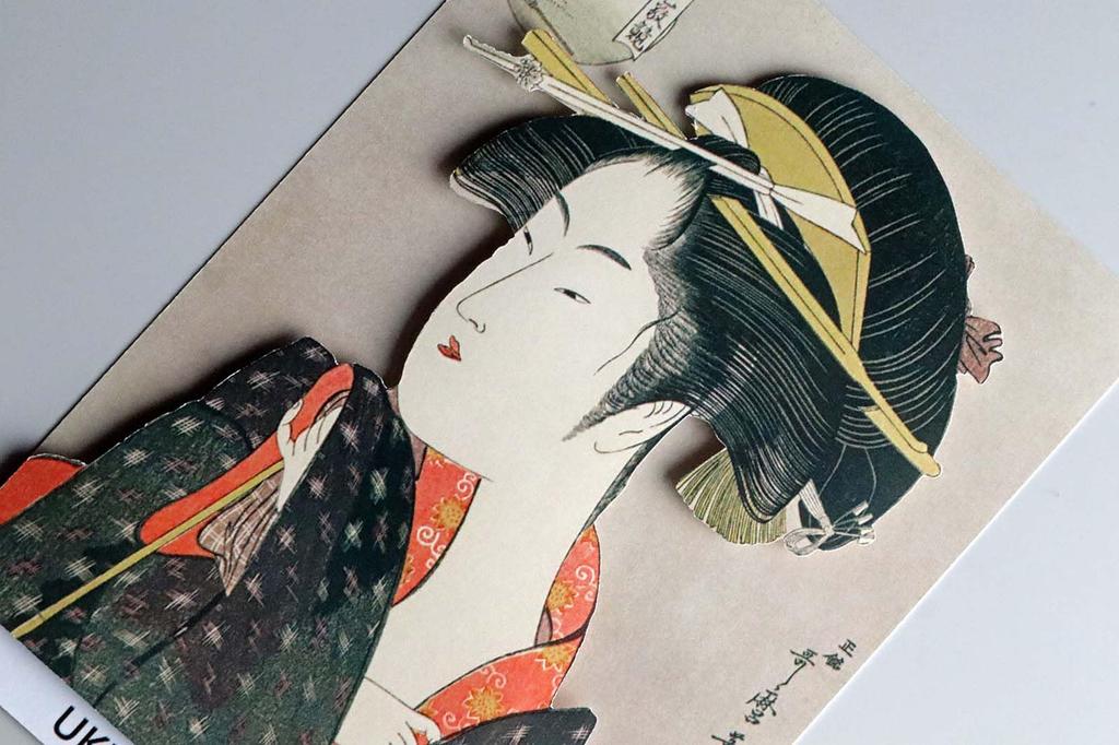 Iyo Yuino Center Wall Ukiyoe Deco Kitagawa Five Beauties Competing for Yatsuyama 10 x 14 Made in Sticker, Museum, Utamaro, Charm, Hiranoya, Approx.