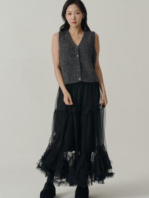 Sorry, Too Much Love Alpaca Wool V-Neck Knit Vest_Gray
