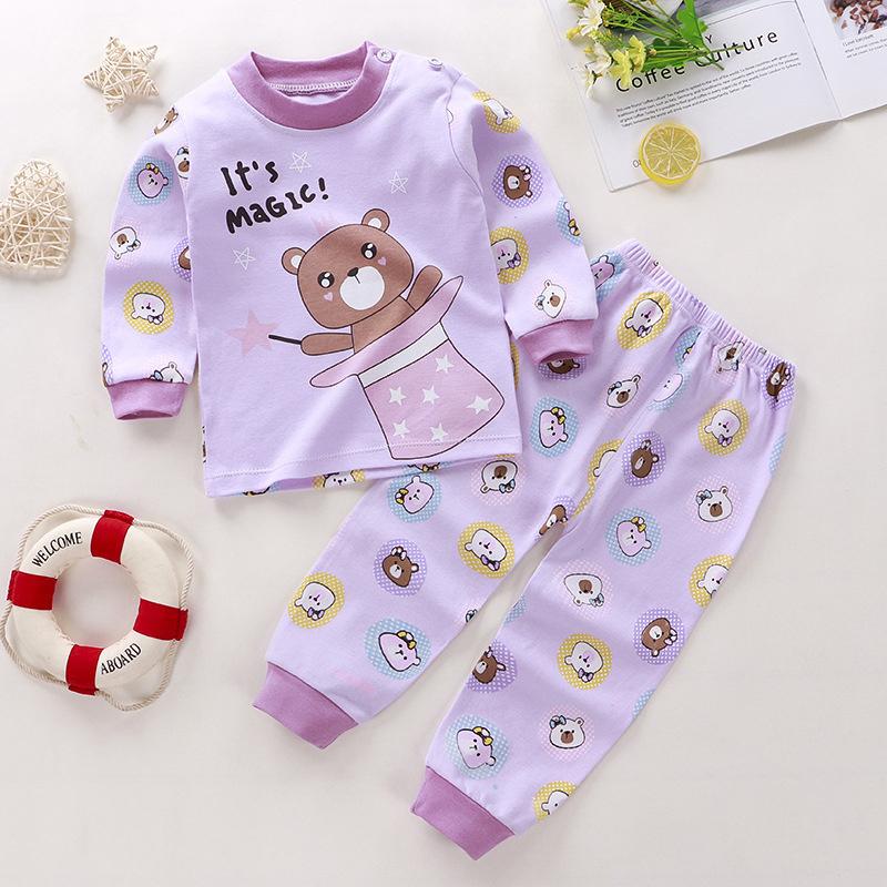 100% Cotton Kids Underwear Set Long Sleeve Thermal Pajamas for Boys & Girls Baby Loungewear Fall/Spring Sleepwear (2-8Y)