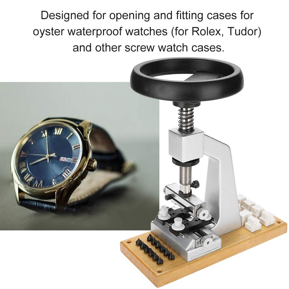 Bench watch opener, 5700 watch case back opener, screw-down Oyster style watch case opener and watchmaking and repair closer, watchmaker watch repair