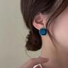 Retro Simple Colored Drip Glaze Gold Color Edging Geometric Square Stud Earrings for Women Korean Temperament Piercing Jewelry